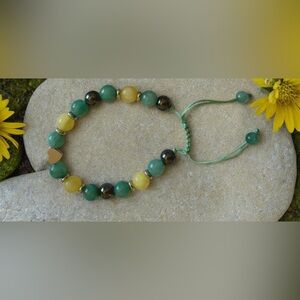 Green and Yellow Jade Beaded Bracelet fits up to 8” inches